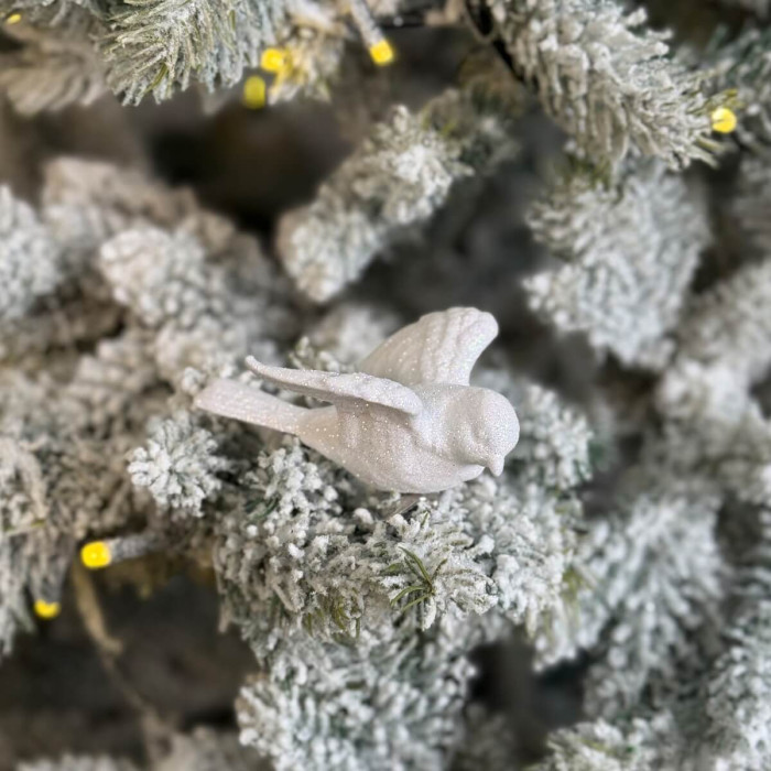 Прикраса новорічна Пташка - біла