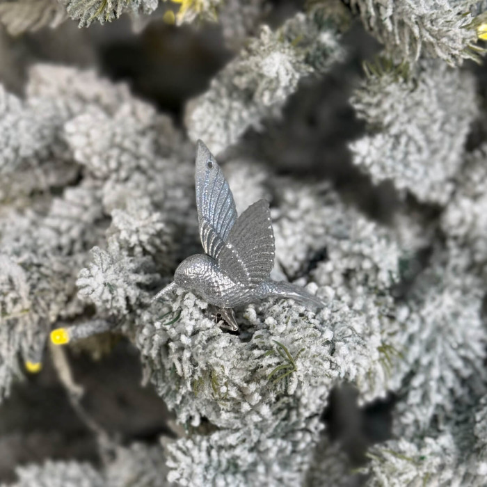 Прикраса новорічна Колібрі мала - срібна