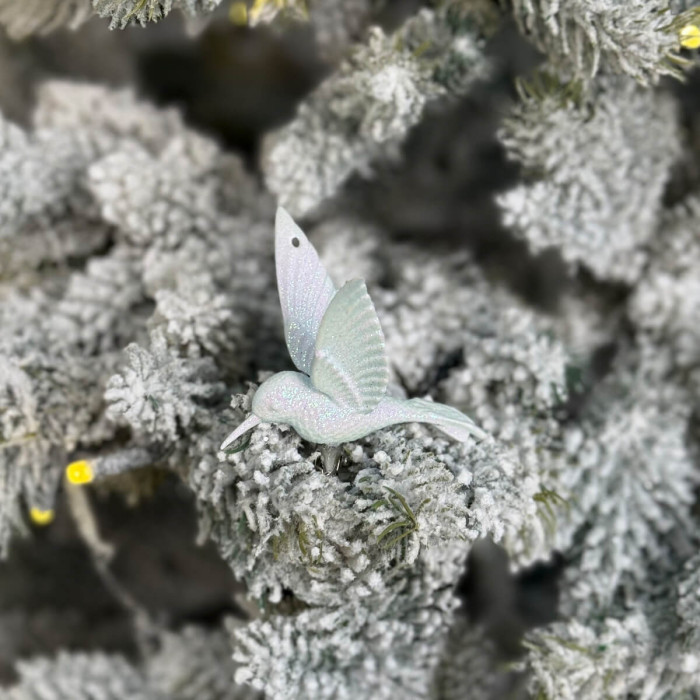 Прикраса новорічна Колібрі мала - блакитна