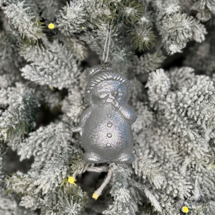 Прикраса новорічна Сніговик - срібний