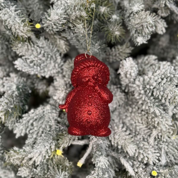 Новогоднее украшение Снеговик красный