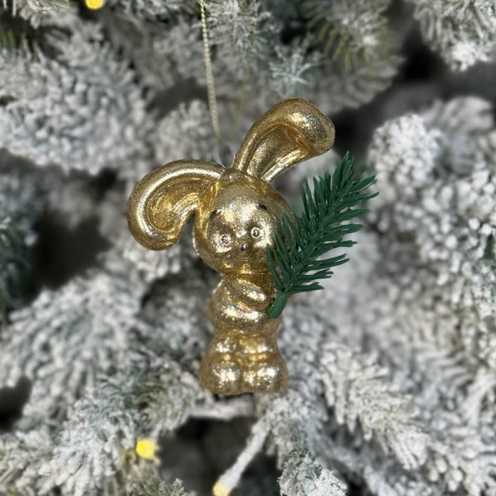Прикраса новорічна Зайчик - золотий