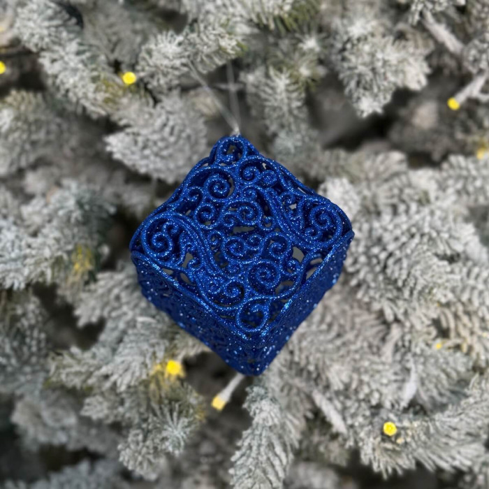 Christmas decoration Openwork Square - navy blue