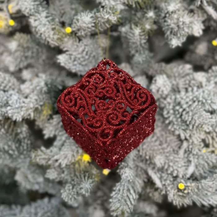 Christmas decoration Openwork Square - red