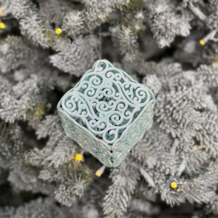 Christmas decoration Openwork Square - sky blue