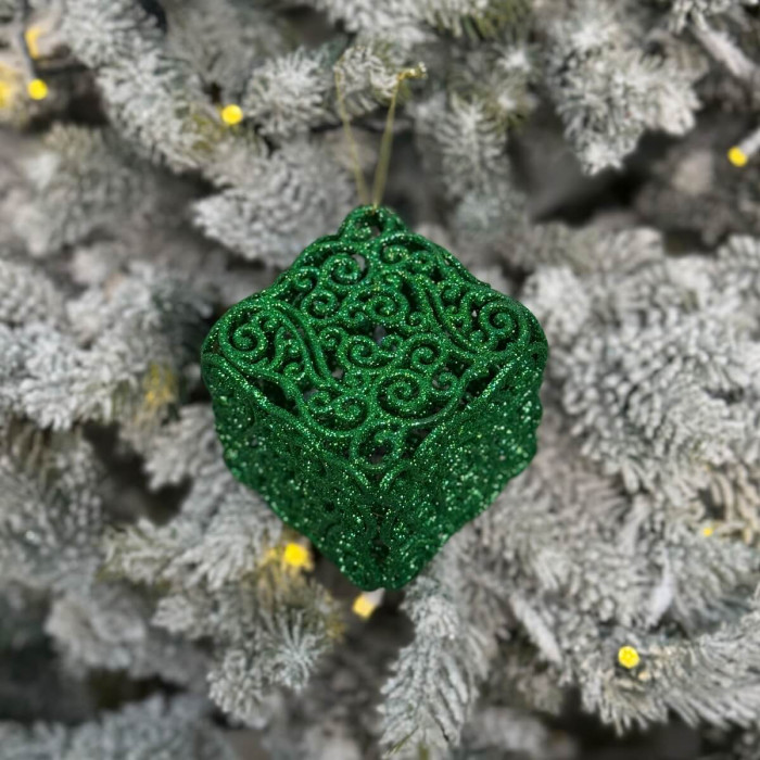 Прикраса новорічна Квадрат ажурний - зелений