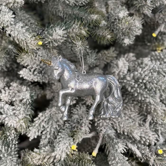 Christmas tree decoration Unicorn-1 silver