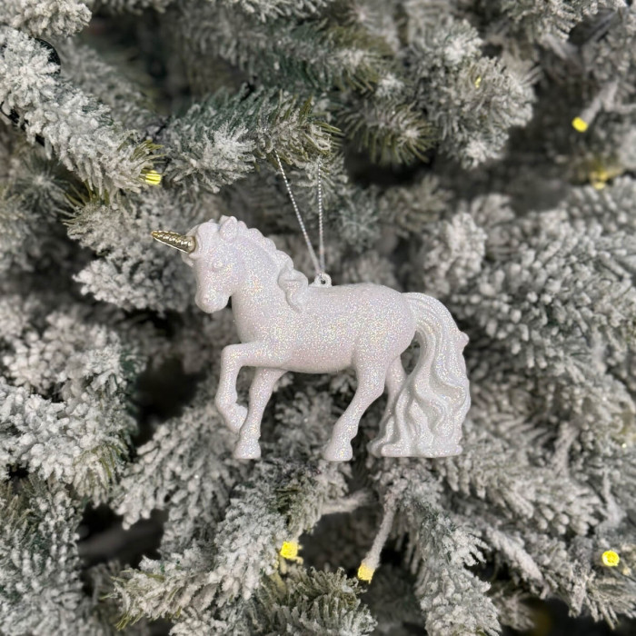 Новогоднее украшение Единорог-1 белый