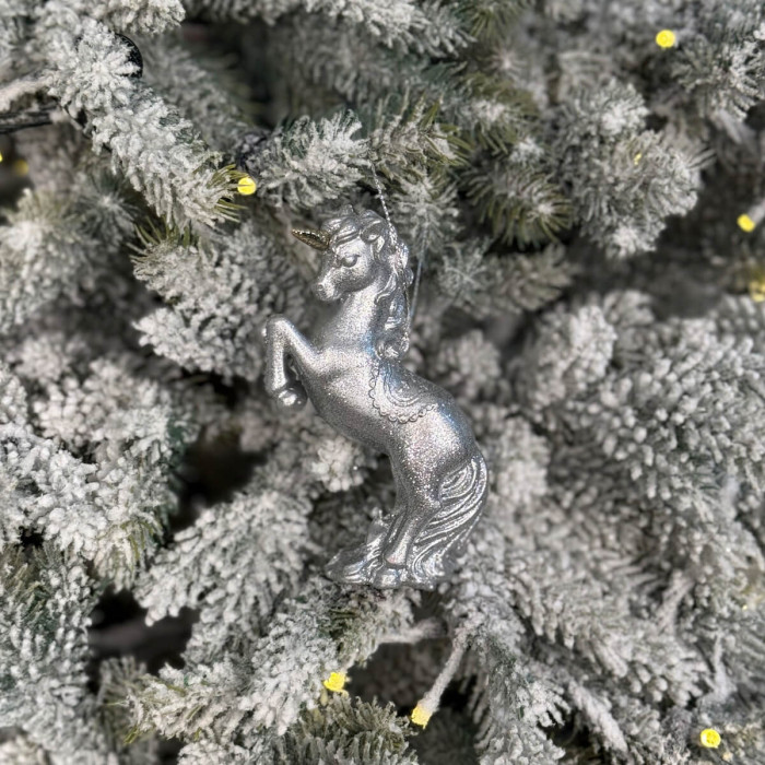 Christmas tree decoration Unicorn-2 silver