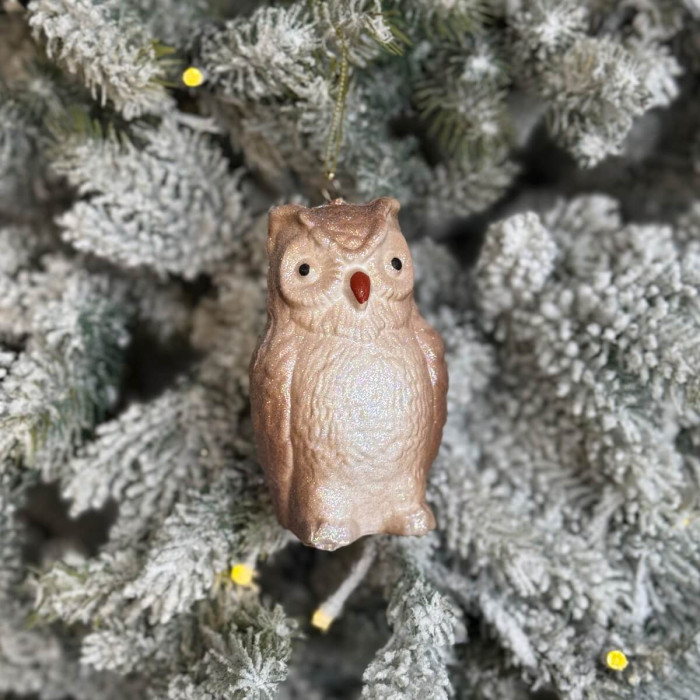 Прикраса новорічна Сова - коричнева