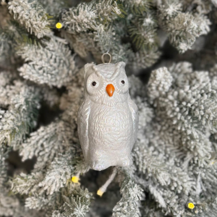 Прикраса новорічна Сова - срібна
