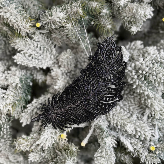 Новогоднее украшение Перо - черное