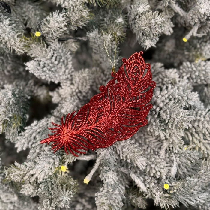 Новогоднее украшение Перо - красное