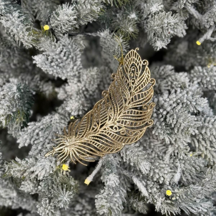 Новогоднее украшение Перо - золотое