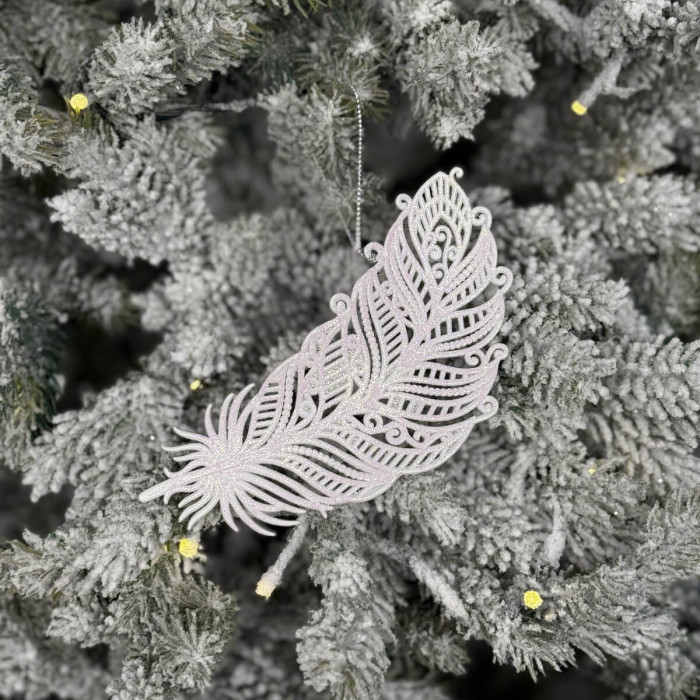 Прикраса новорічна Перо - біле