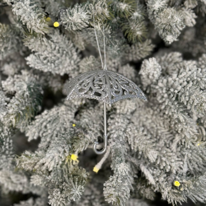 Прикраса новорічна Парасолька - срібна