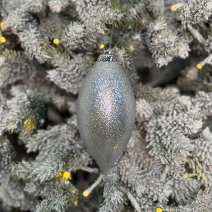 Прикраса новорічна Овал великий - срібний