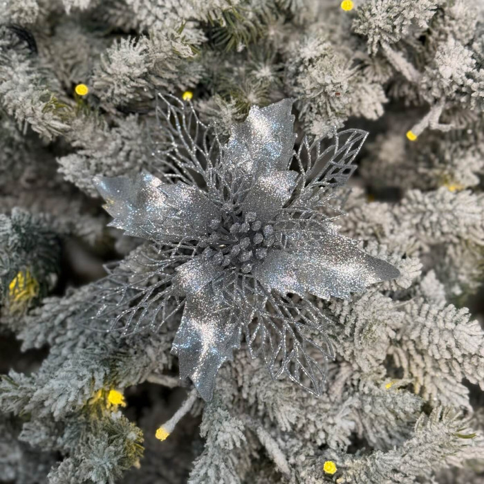 New Year's decoration Flower Christmas large - silver