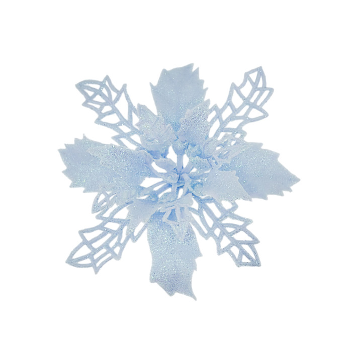 Прикраса новорічна Квітка Різдвяник міні - блакитна 6 шт