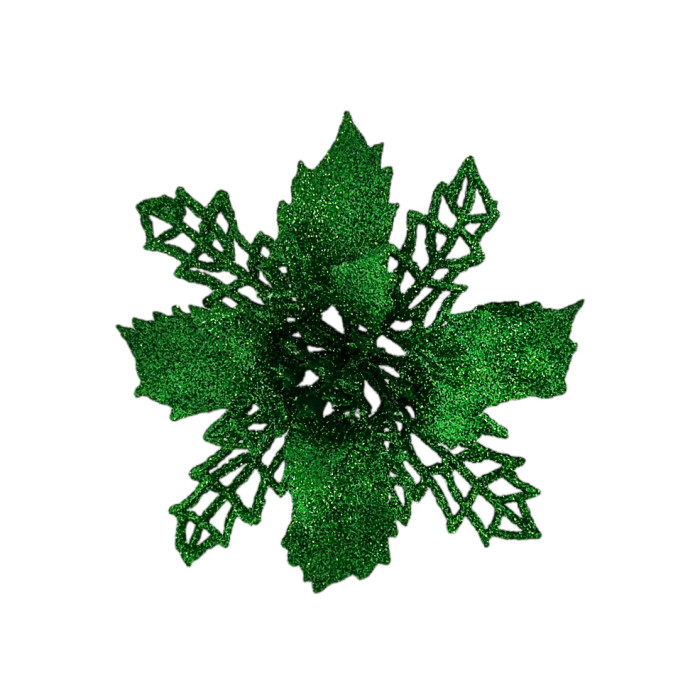 Прикраса новорічна Квітка Різдвяник міні - зелена 6 шт