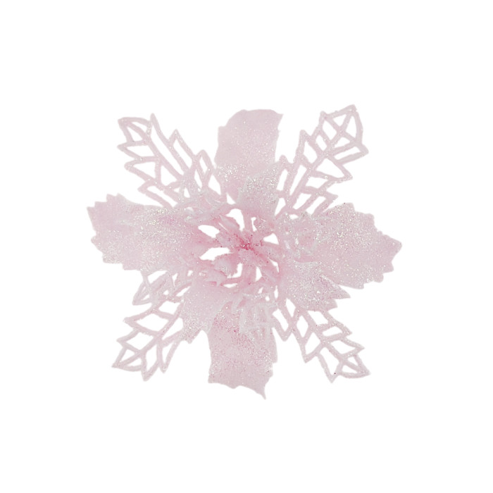 Прикраса новорічна Квітка Різдвяник міні - рожева 6 шт