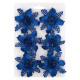 Прикраса новорічна Квітка Різдвяник міні - синя 6 шт