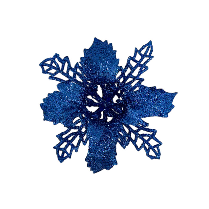 Прикраса новорічна Квітка Різдвяник міні - синя 6 шт