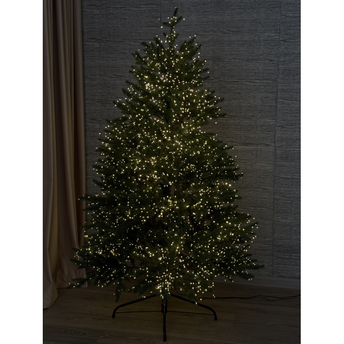 LED Garland Rosa Tinsel 50 meters, warm white color LEDs on green wire, 1500 LED, with remote control