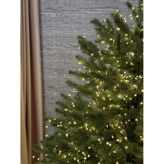 LED Garland Rosa Tinsel 50 meters, warm white color LEDs on green wire, 1500 LED, with remote control