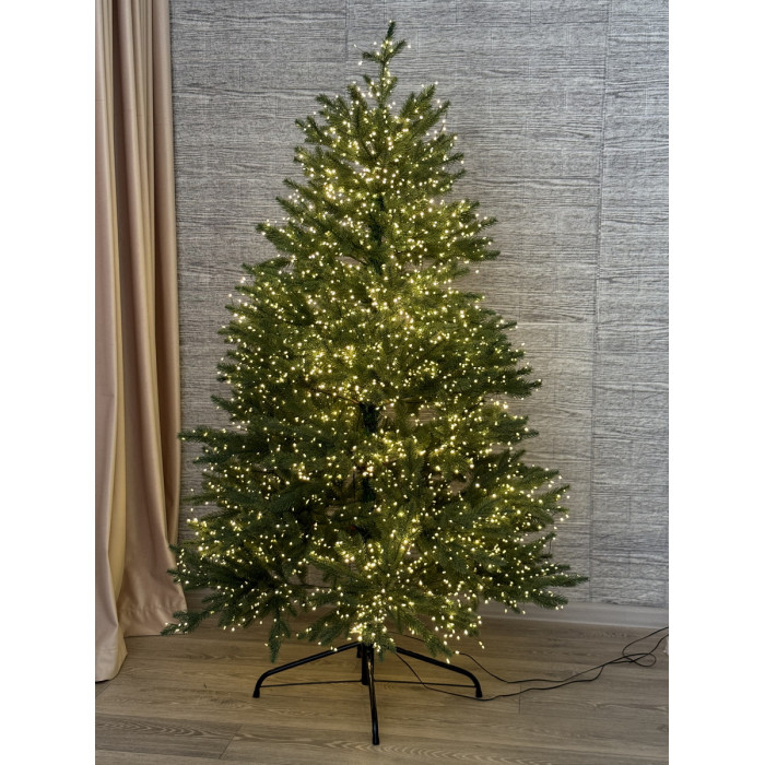 LED Garland Rosa Tinsel 50 meters, warm white color LEDs on green wire, 1500 LED, with remote control