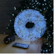 LED Garland "Rosa" Tinsel 50m, cool white color LEDs on white wire (art. 3489)