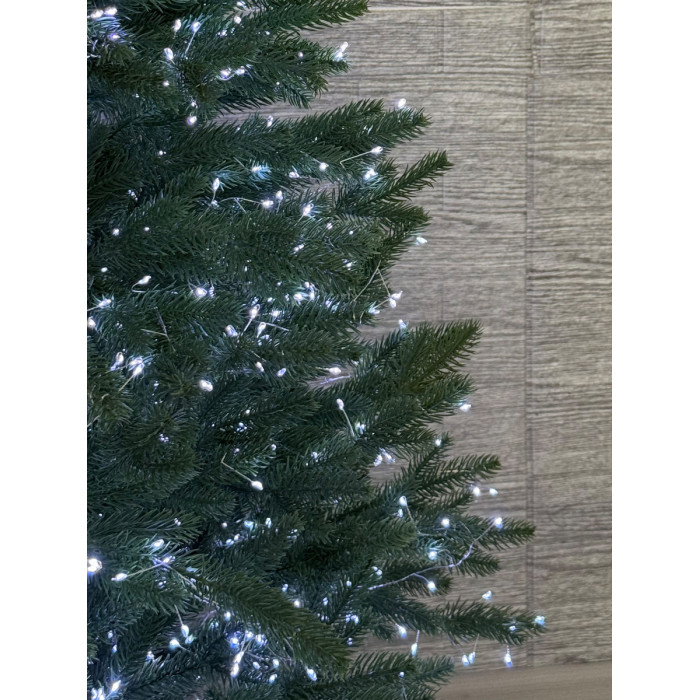 LED Garland Rosa Tinsel 50 meters, cool white color LEDs on green wire, 1500 LED, with remote control