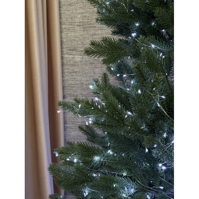 LED Garland Rosa Tinsel 50 meters, cool white color LEDs on green wire, 1500 LED, with remote control