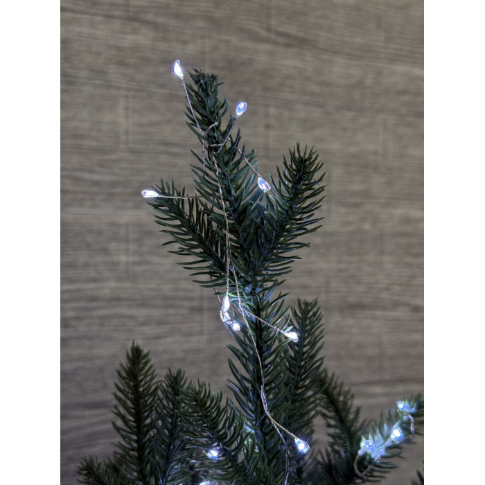 LED Garland Rosa Tinsel 50 meters, cool white color LEDs on green wire, 1500 LED, with remote control