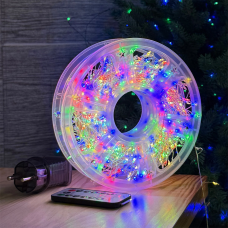 LED Garland "Rosa" Tinsel 50m, different colors LEDs on white wire (art. 3490)