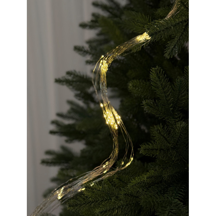 LED Cluster Garland Rosa "Ponytail" 2 meters, 25 strands, 500 LED, warm white, white wire, with remote control