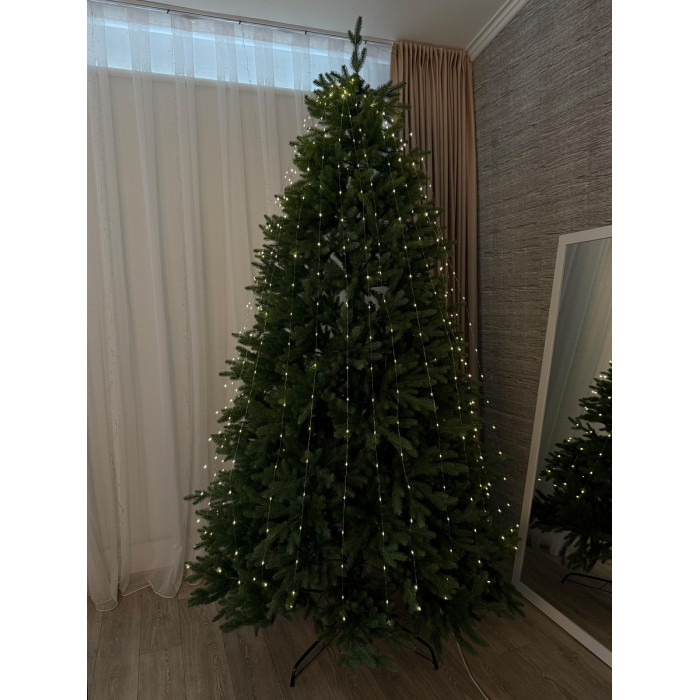 LED Cluster Garland Rosa "Ponytail" 2 meters, 25 strands, 500 LED, warm white, white wire, with remote control