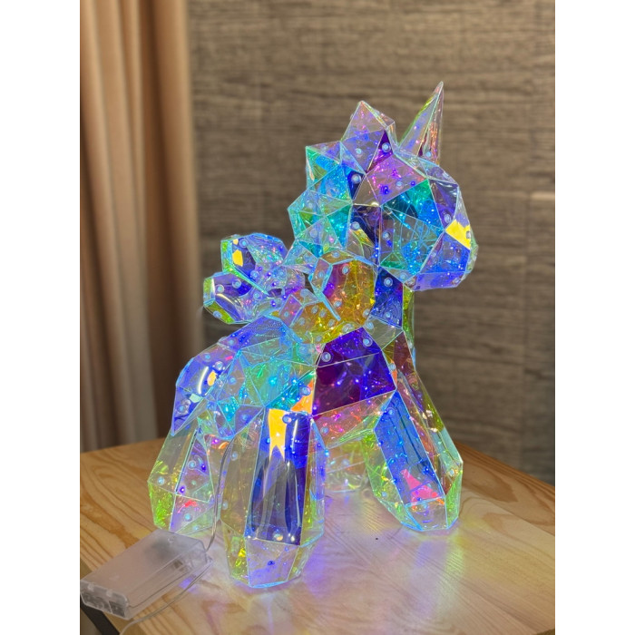 Christmas Decoration Unicorn Small Holographic with LED Lighting