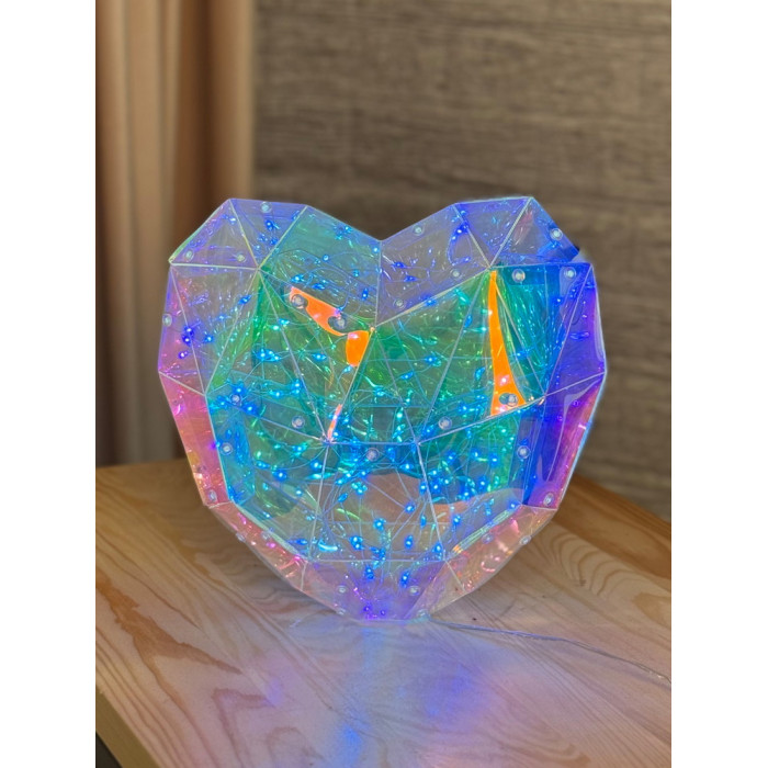 Christmas Decoration Heart Holographic with LED Lighting