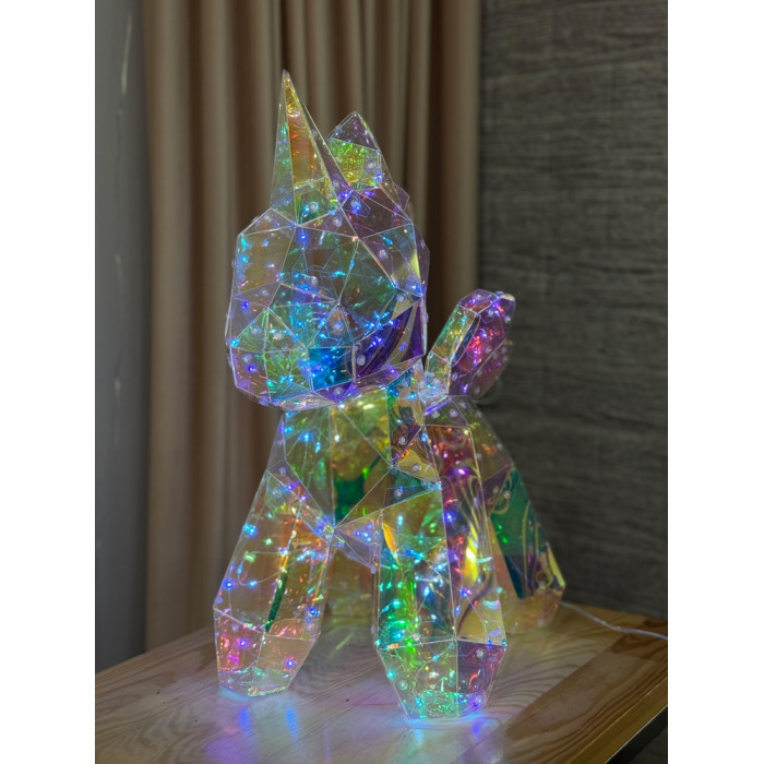 Новогоднее украшение Единорог большой голографический с LED-подсветкой