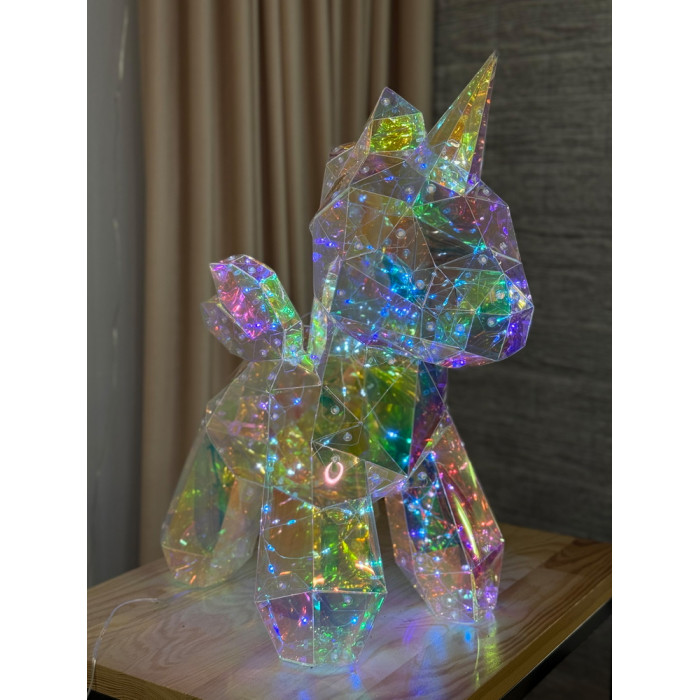 Новогоднее украшение Единорог большой голографический с LED-подсветкой