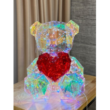 Ведмедик з серцем великий голографічний з LED підсвічуванням (арт. 3182)