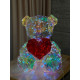 Новорічна прикраса великий Ведмедик з серцем голографічний з LED підсвічуванням