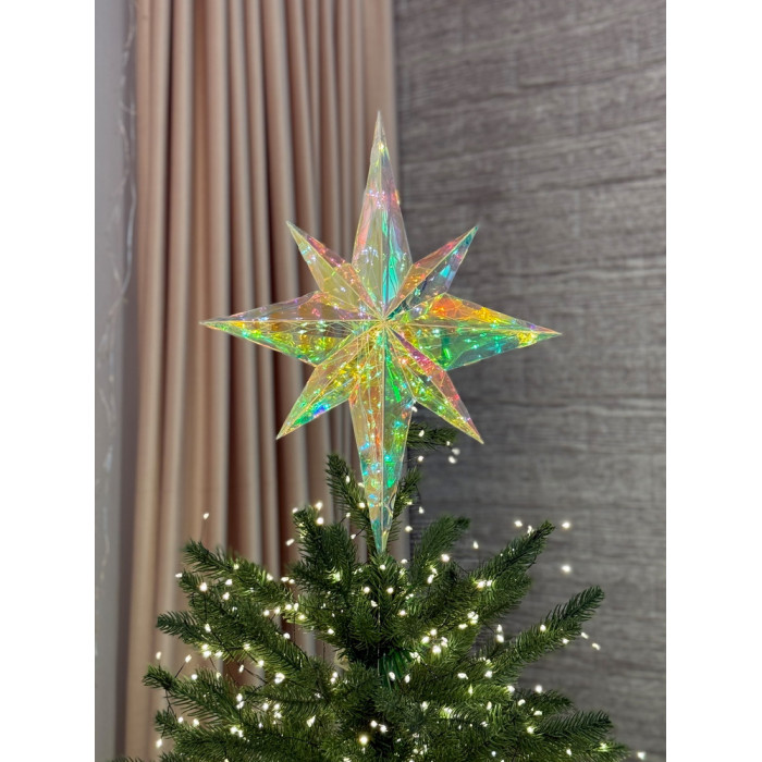 Christmas Decoration Tree Topper Medium Star Holographic with LED Lighting