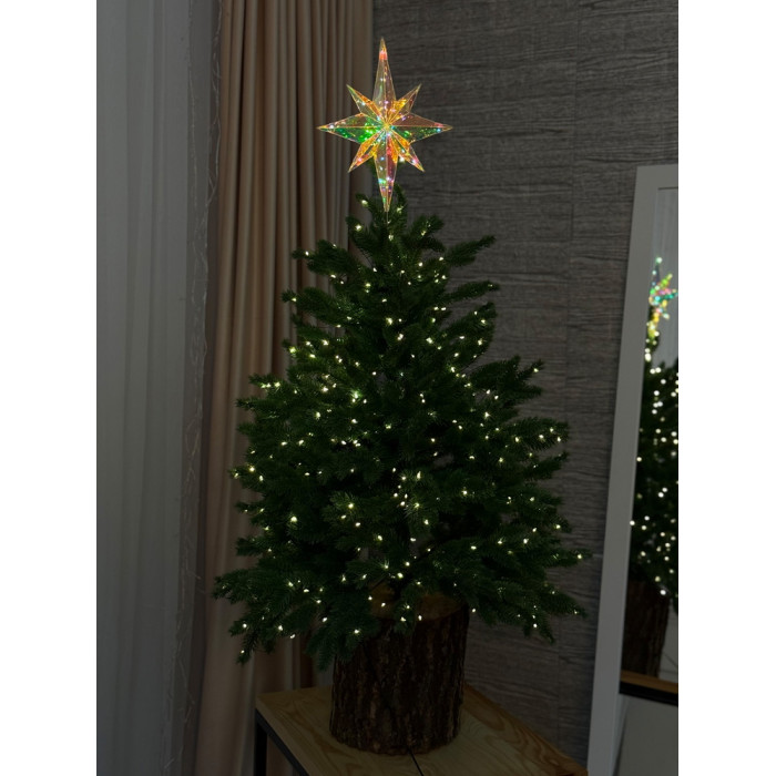 Christmas Decoration Tree Topper Small Star Holographic with LED Lighting