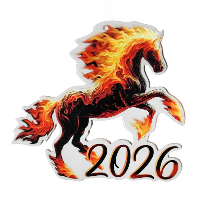 Christmas Ornament Fire Horse 2026 — Acrylic Hanging Decoration