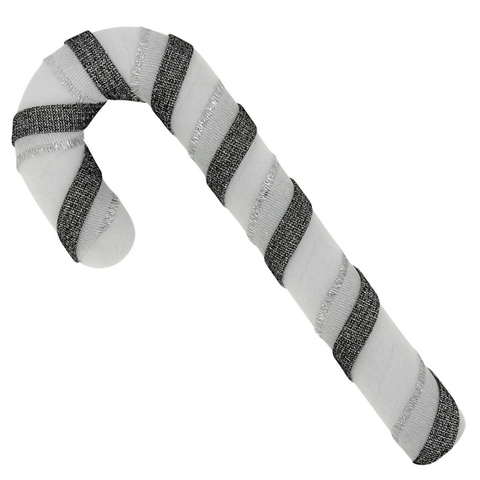 Новорічний льодяник декорований білий з сірою ленточкою