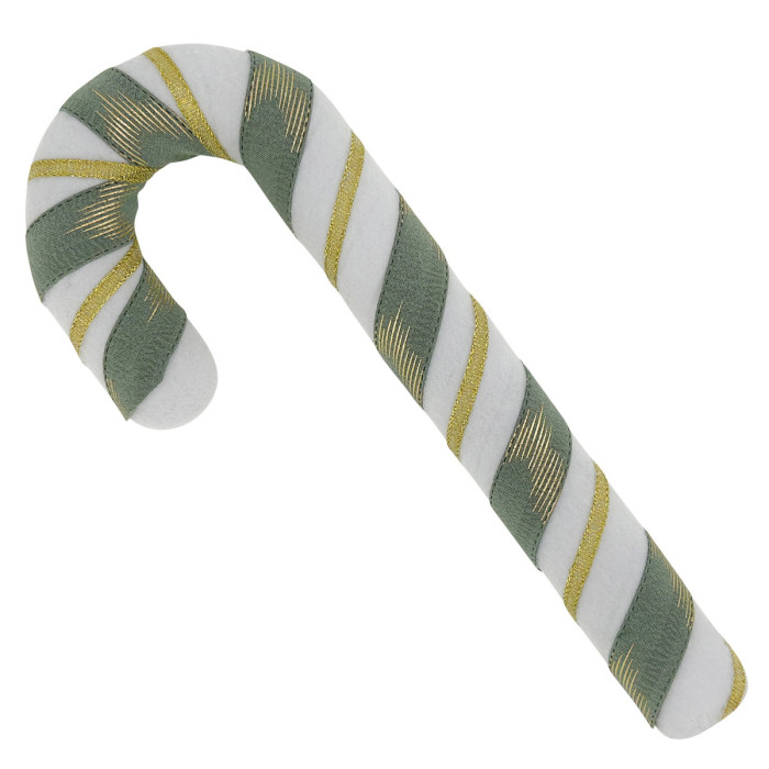 Новорічний льодяник декорований білий з зелено-золотою ленточкою