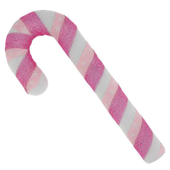 Новорічний льодяник декорований білий з рожево ленточкою