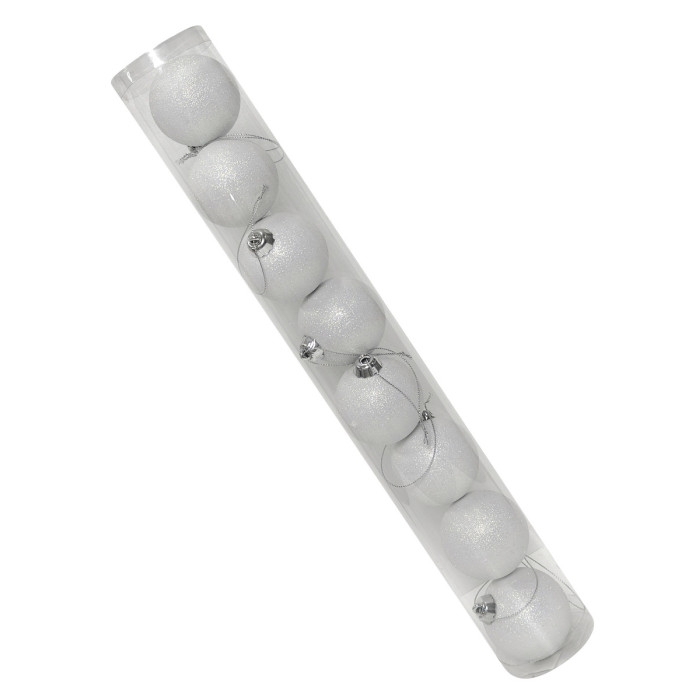 Christmas set of white balls 6 cm – 8 pcs